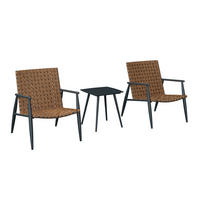 BALKONSET  3-teilig  - Schwarz/Braun, MODERN, Glas/Kunststoff (178/72.3/77.5cm) - Ambia Garden