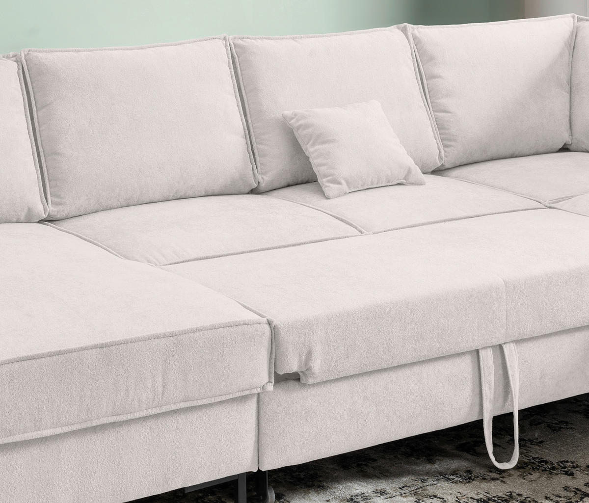 SJEDEĆA GARNITURA tekstil  bež   - bež/crna, Moderno, tekstil/metal (150/309/198cm) - MID.YOU