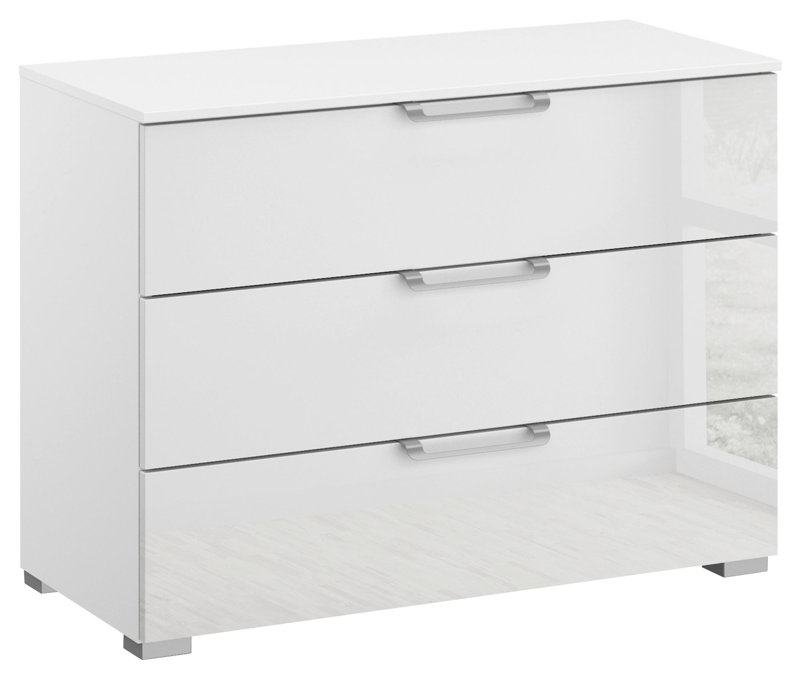 KOMMODE 80/61/42 cm Klar, Weiss  - Klar/Weiss, Design, Glas/Holzwerkstoff (80/61/42cm) - Novel