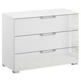 KOMMODE , 80/61/42 cm, 3 Schublade(n)  - Klar/Silberfarben, Design, Glas/Holzwerkstoff (80/61/42cm) - Novel