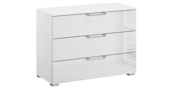 KOMMODE , 80/61/42 cm, 3 Schublade(n)  - Klar/Silberfarben, Design, Glas/Holzwerkstoff (80/61/42cm) - Novel