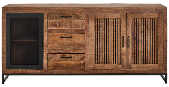 SIDEBOARD  175/80/40 cm 3 Schublade(n)  - Schwarz/Naturfarben, LIFESTYLE, Glas/Holz (175/80/40cm) - Landscape