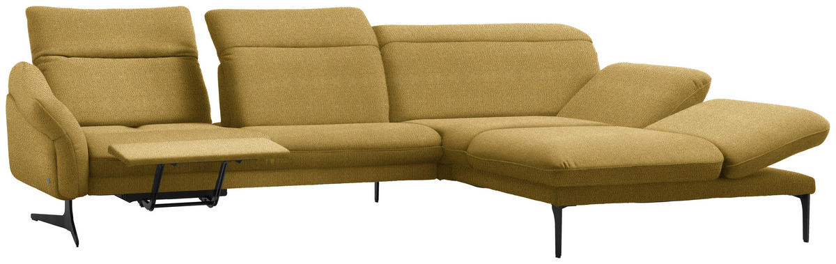 ECKSOFA in Webstoff Currygelb  - Currygelb/Anthrazit, Design, Textil/Metall (299/203cm) - Himolla