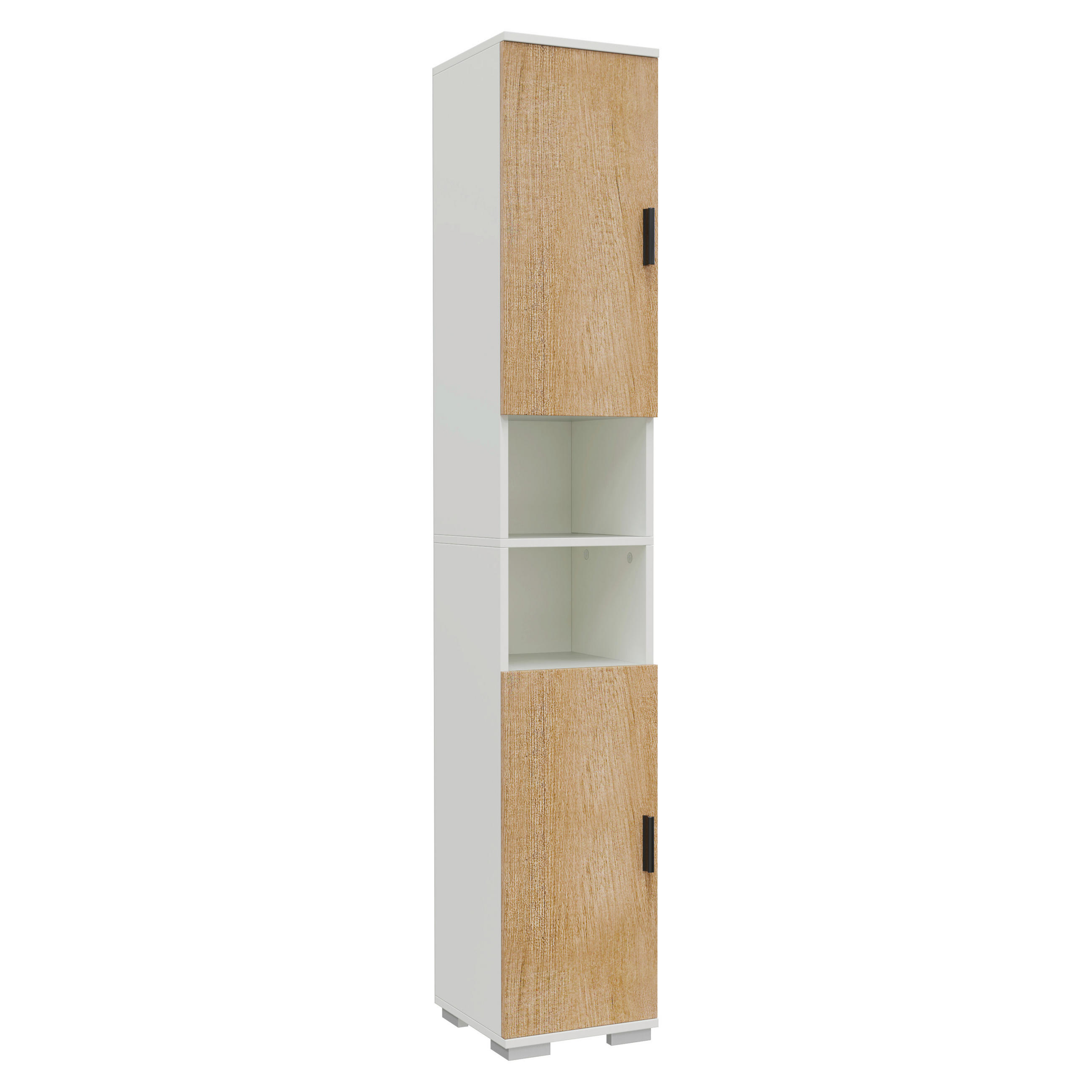 SCHUHSCHRANK Weiß, Honigeiche  - Honigeiche/Silberfarben, Design, Holzwerkstoff/Metall (30/178/33cm) - MID.YOU