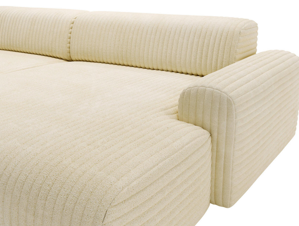 ECKSOFA in Cord Beige  292/178 cm  - Beige/Schwarz, Design, Kunststoff/Textil (292/178cm) - home24