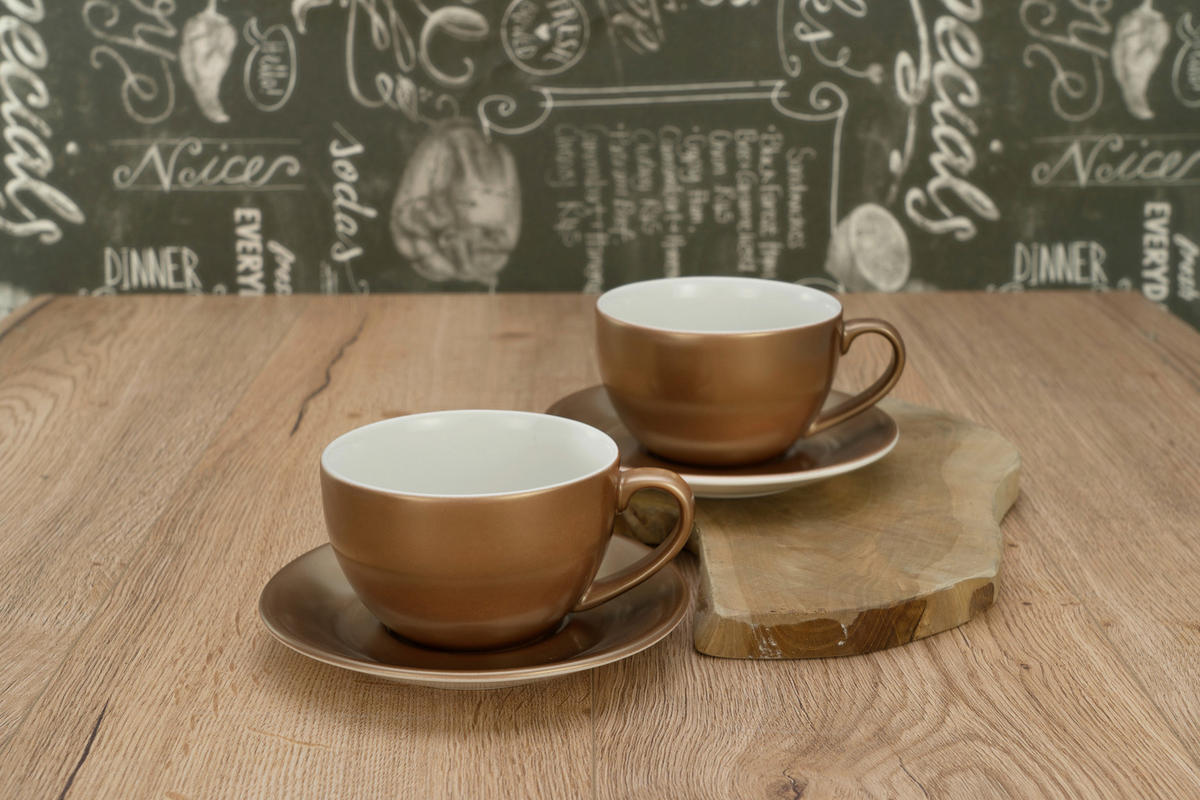 TASSENSET Golden Days White 4-teilig  - Goldfarben/Weiß, Basics, Keramik - Creatable