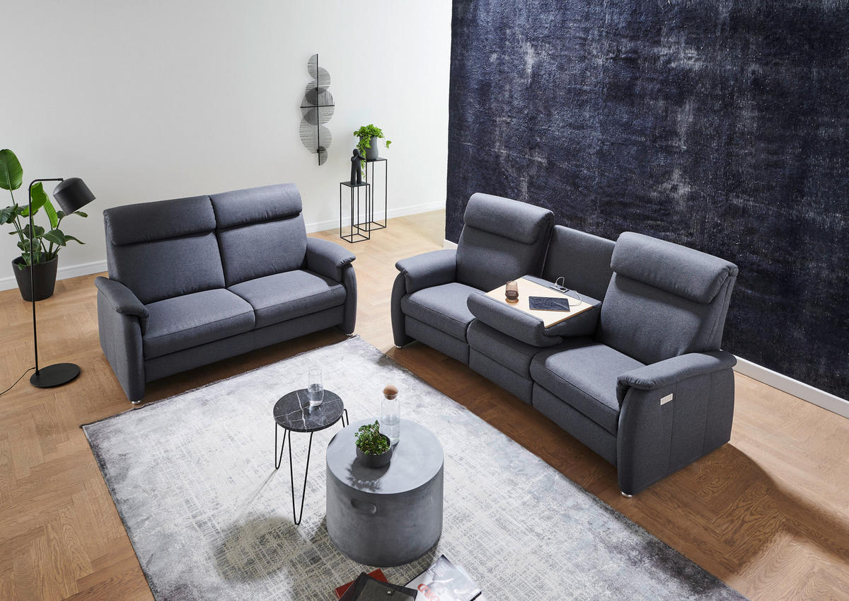 TRAPEZSOFA Flachgewebe Anthrazit  - Anthrazit, KONVENTIONELL, Textil (222/107/102cm) - Pure Home Comfort