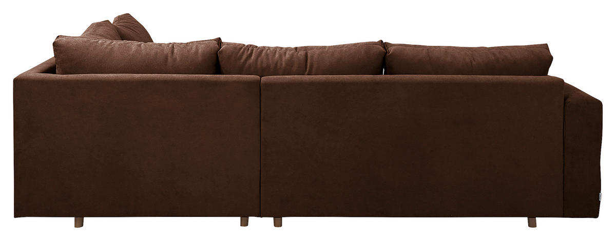 ECKSOFA inkl. Hocker Ariella in Mikrofaser Dunkelbraun  161/231 cm  - Dunkelbraun/Naturfarben, Design, Holz/Textil (161/231cm) - Livetastic