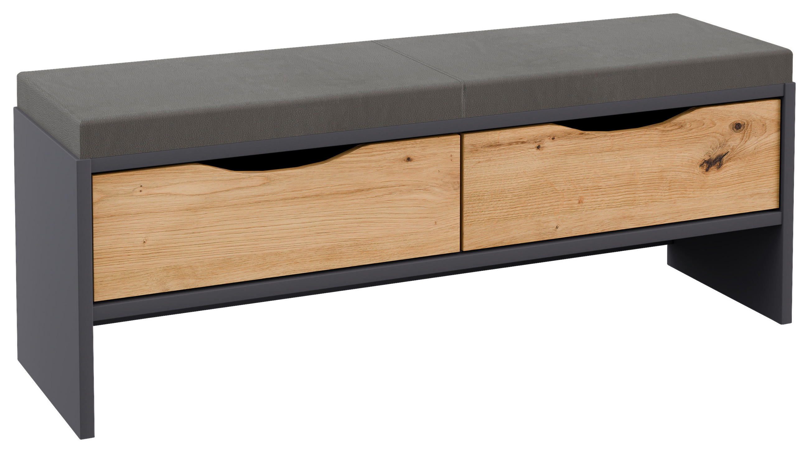 XXXLutz Bettbank Grau, Eiche Artisan 125x47x37 cm