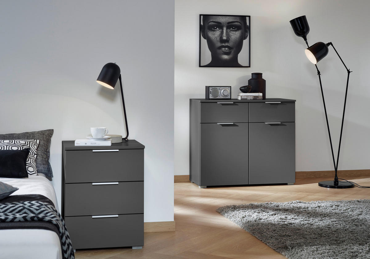 NACHTKÄSTCHEN  in Grau  - Alufarben/Grau, Modern, Holzwerkstoff (47/62/42cm) - Rauch Möbel
