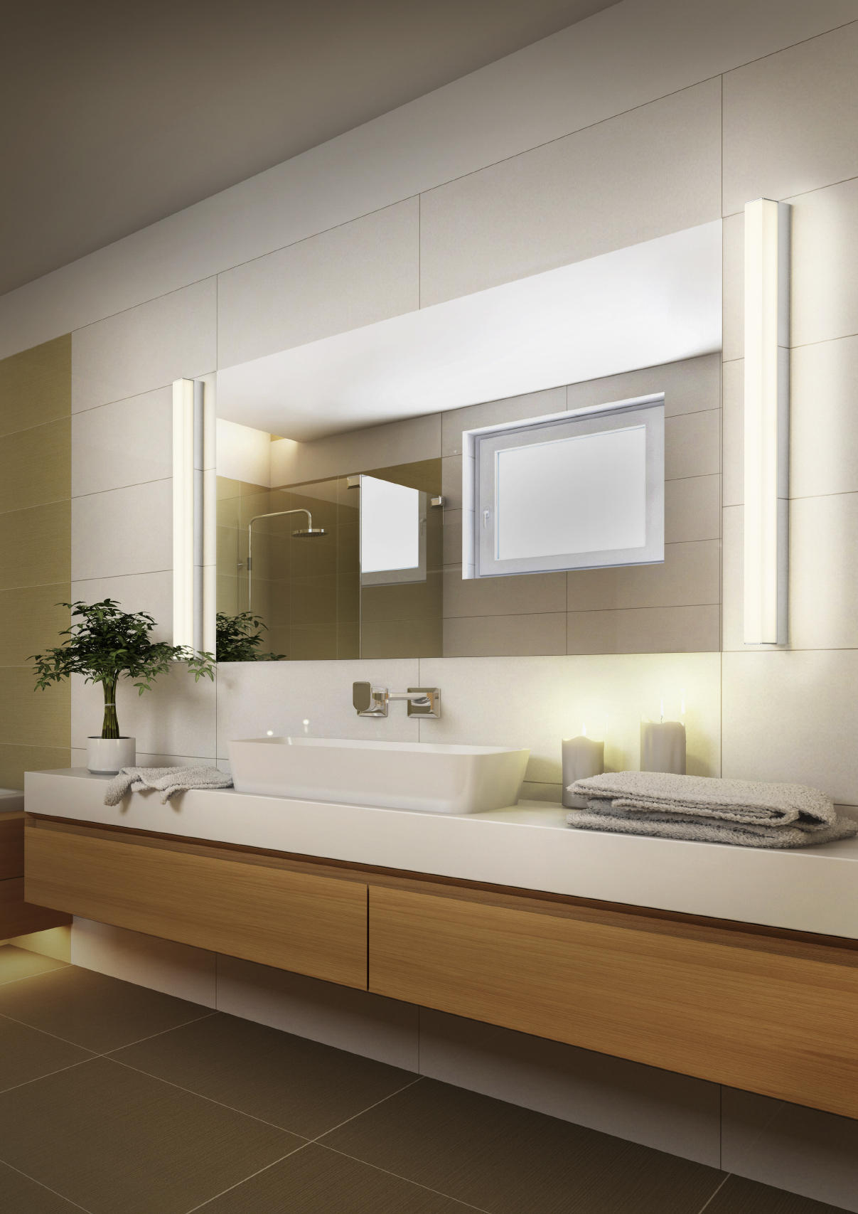 BADEZIMMER-WANDLEUCHTE - Chromfarben, Design, Metall (6/4/90cm) - Helestra