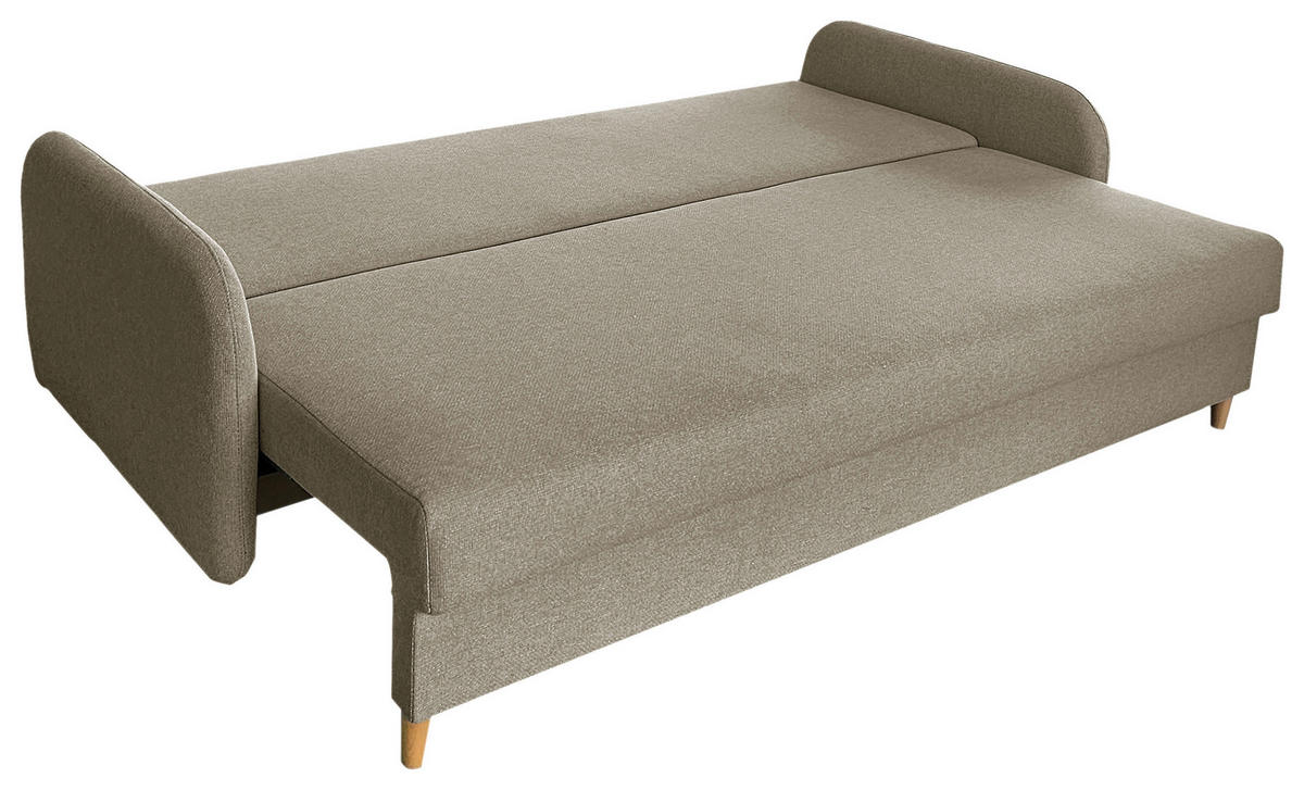 SCHLAFSOFA Flachgewebe Beige  - Beige/Schwarz, Design, Holz/Kunststoff (206/88/93cm) - MID.YOU