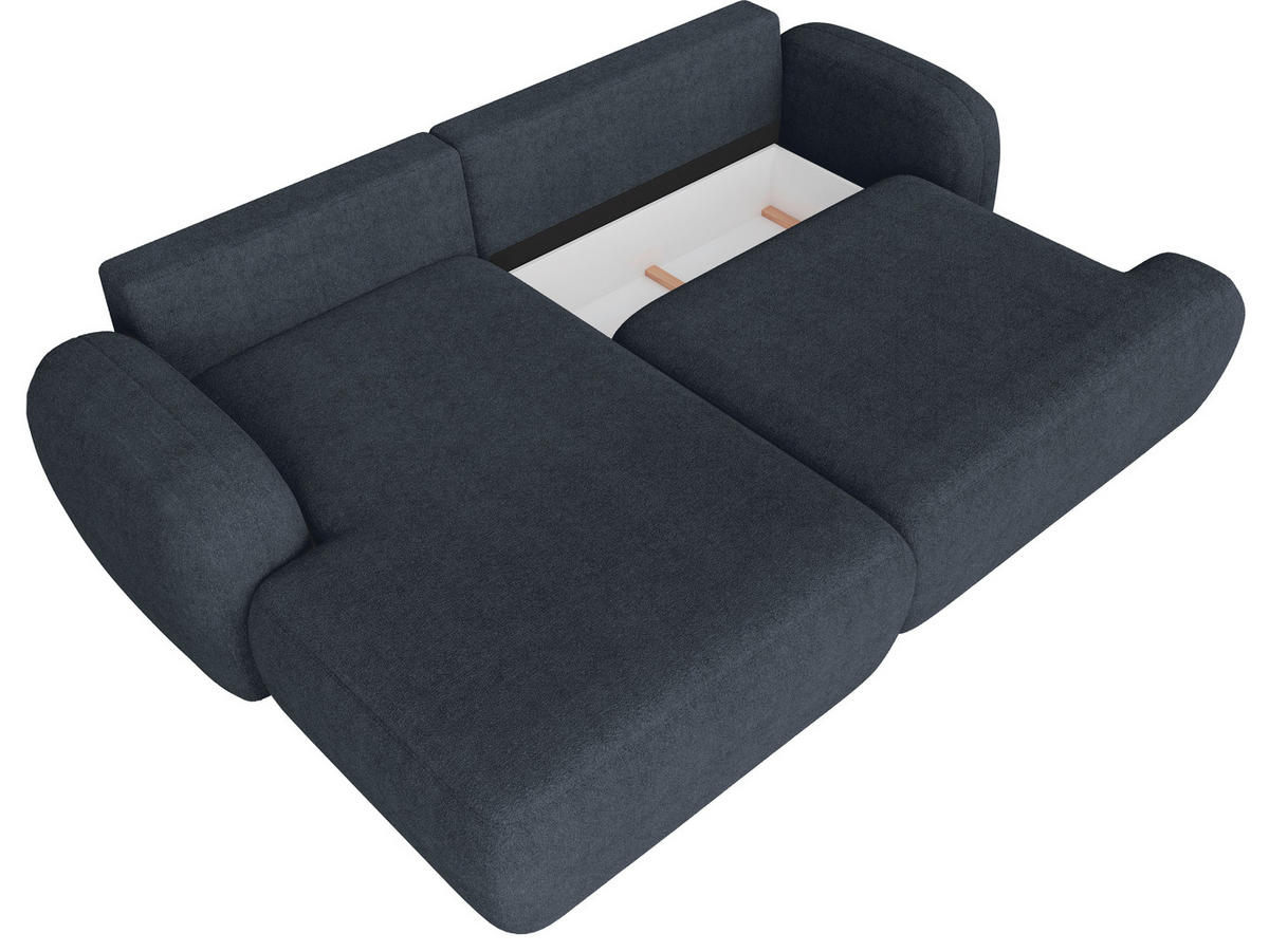 ECKSOFA Sevilla Plus in Bouclé Blau  275/175 cm  - Blau/Schwarz, Design, Kunststoff/Textil (275/175cm) - MID.YOU