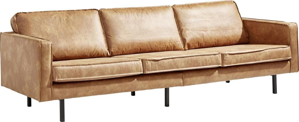 3-SITZER-SOFA  in Mikrofaser Kombination Echtleder/Stoff Cognac  - Cognac/Schwarz, Design, Leder/Textil (277/85/86cm) - Ambia Home