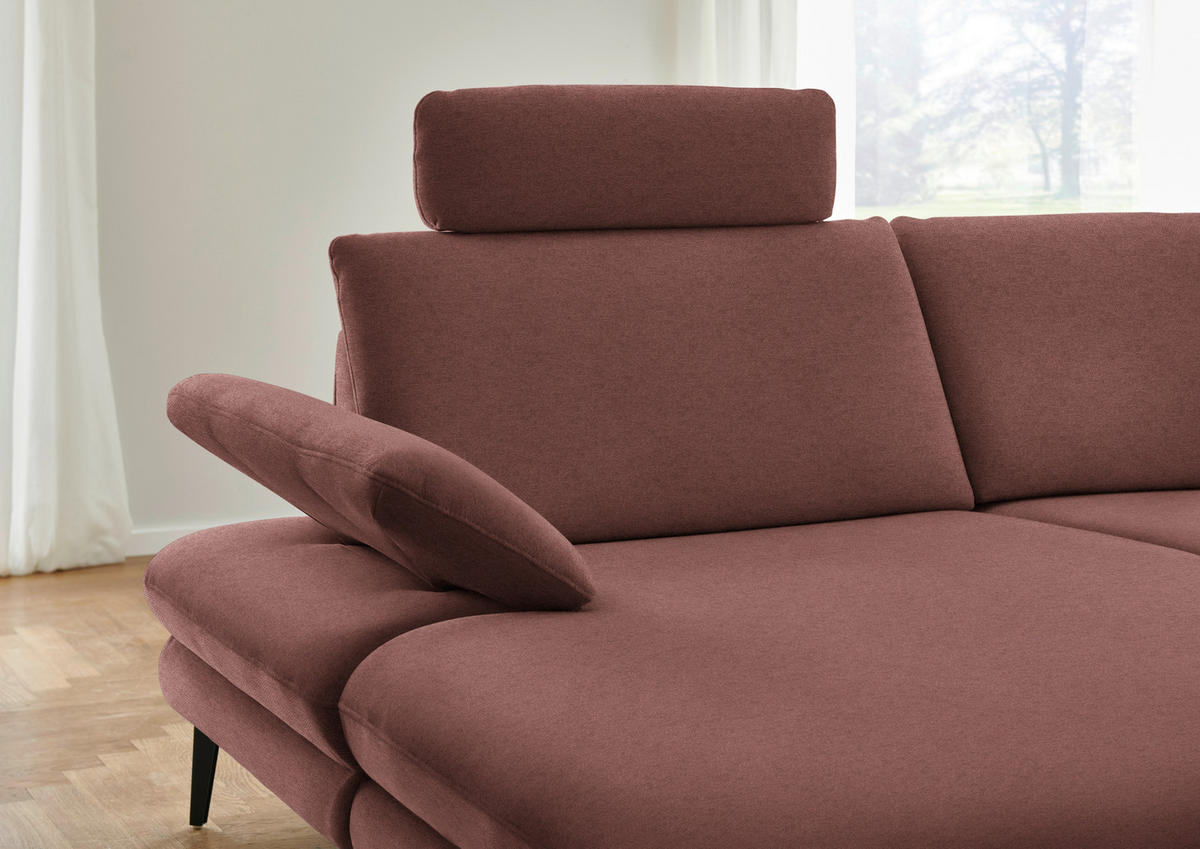 WOHNLANDSCHAFT Chenille, Flachgewebe Weinrot  - Weinrot/Schwarz, Design, Textil/Metall (180/344/208cm) - Dieter Knoll