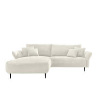 ECKSOFA in Cord Weiss  - Weiss/Schwarz, Design, Textil/Metall (178/264-302cm) - Livetastic