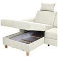 ECKSOFA Creme Flachgewebe Bettkasten, Schlaffunktion, Rücken echt, Kopfstütze, Liegefläche im Originalstoff  - Buchefarben/Creme, KONVENTIONELL, Holz/Textil (166/241cm) - Carryhome