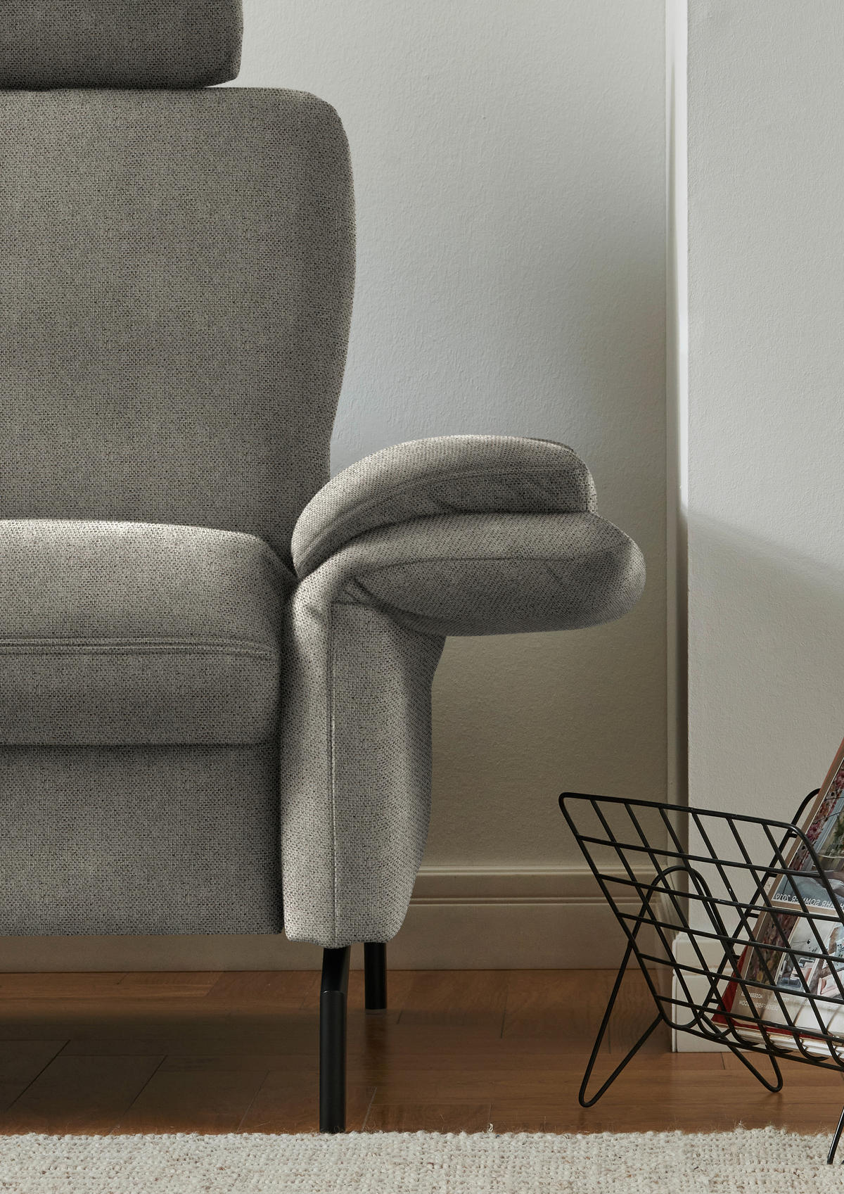 ECKSOFA in Flachgewebe Schilfgrün  - Schilfgrün/Schwarz, Konventionell, Textil/Metall (190/241cm) - Beldomo Comfort