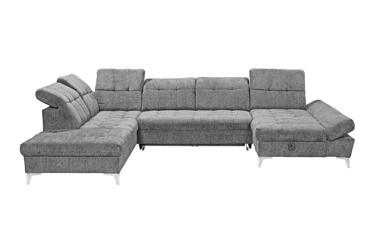 WOHNLANDSCHAFT Mikrovelours Grau  - Kaschmir/Grau, Modern, Kunststoff/Textil (245/348/168cm) - MID.YOU