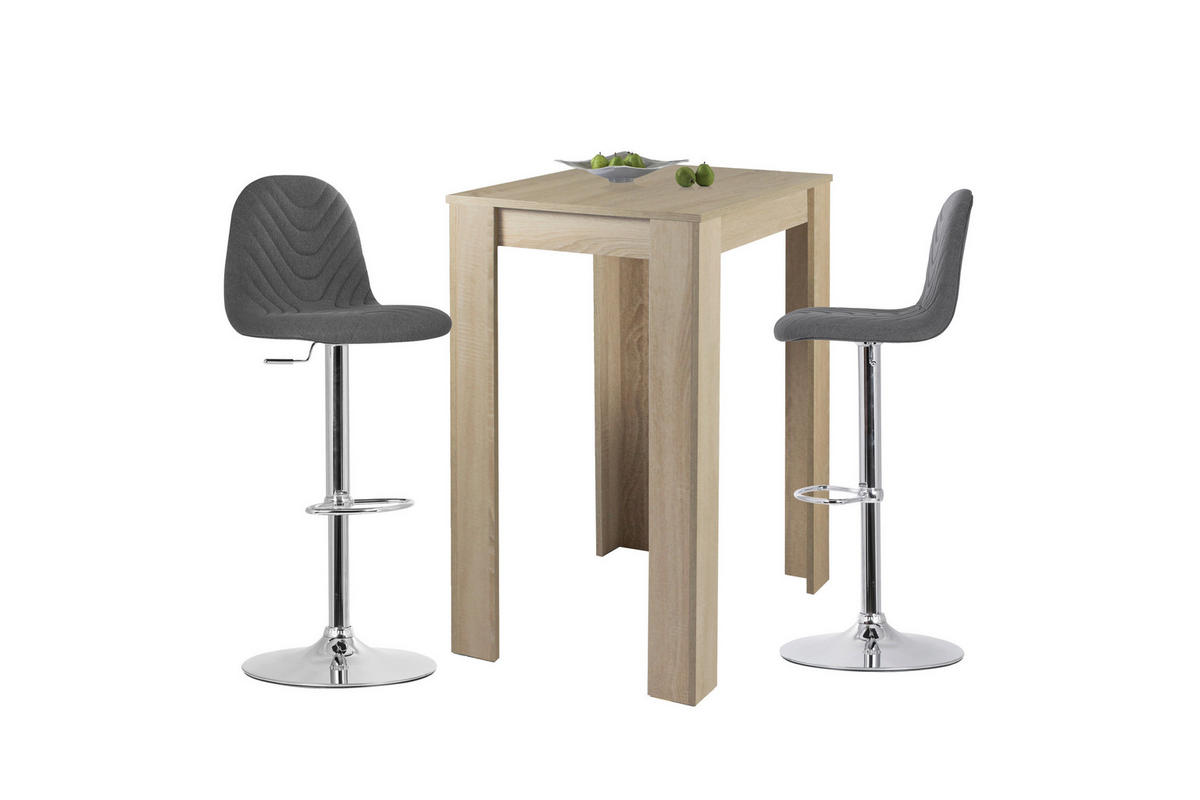 BARHOCKER-SET Webstoff Anthrazit Stahl Sitzfläche 360° drehbar  - Anthrazit/Grau, MODERN, Textil/Metall (41/82/52,5cm) - MID.YOU