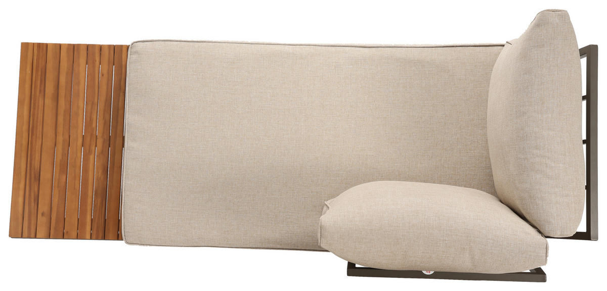 LOUNGEGARNITUR   57/35/57 cm Akazie vollmassiv Aluminium  - Beige/Beigebraun, MODERN, Holz/Textil (57/35/57cm) - Ambia Garden