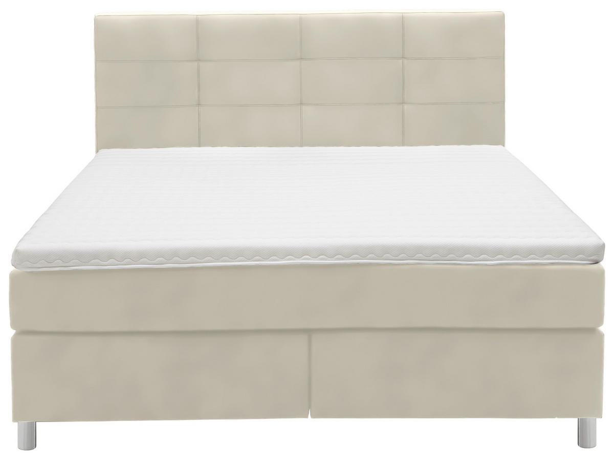 BOXSPRINGBETT 160/200 cm  in Hellgrau  - Chromfarben/Hellgrau, Konventionell, Kunststoff/Textil (160/200cm) - Voleo