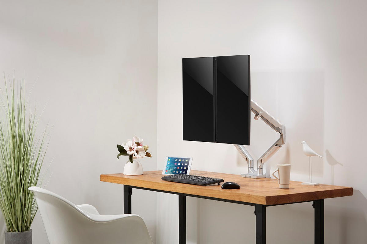 MONITOR-HALTERUNG Metall, Kunststoff Grau, Weiß  - Weiß/Grau, Design, Kunststoff/Metall (110/69,7/11,6cm) - Boxxx