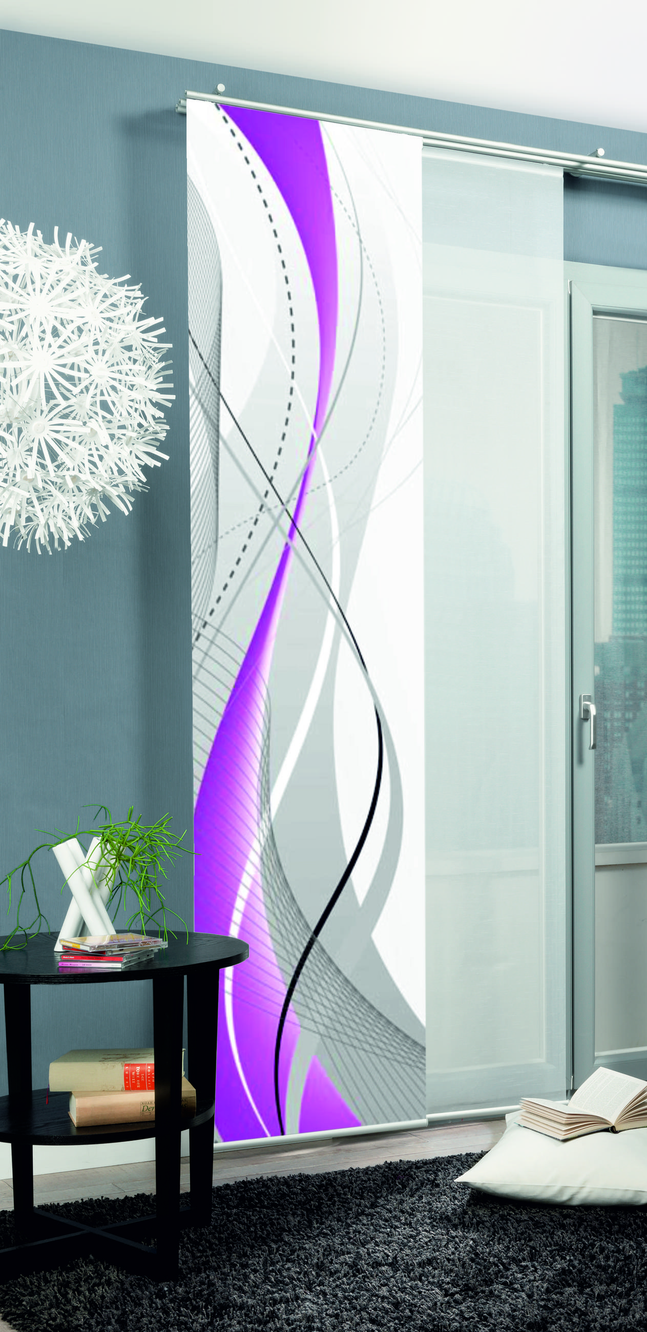 FLÄCHENVORHANG   blickdicht   60/245 cm  - Beere/Brombeere, Design, Textil (60/245cm)