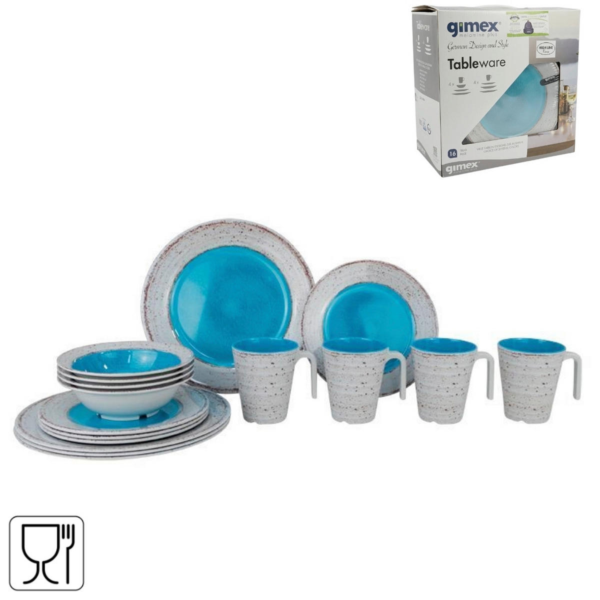 KOMBI SERVIS    16-dijelni    - siva/plava, Basics, plastika (27/18/27cm)