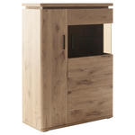 HIGHBOARD  in 90/124/38 cm  - Eichefarben/Anthrazit, KONVENTIONELL, Glas/Holzwerkstoff (90/124/38cm) - Cantus