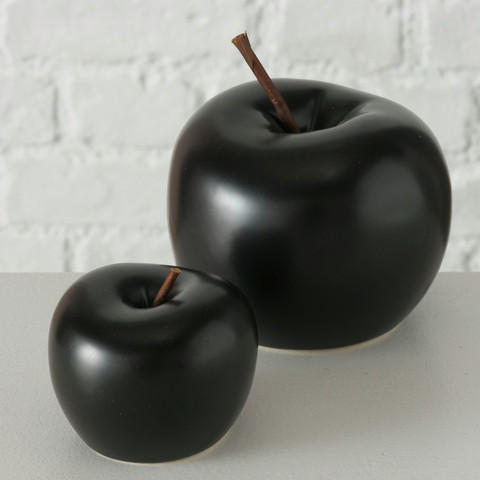DEKORATIONSÄPPLE - svart, Design, keramik (8/7cm)