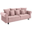 BIGSOFA in Samt Rosa  - Schwarz/Rosa, Design, Holz/Textil (248/96/95cm) - Carryhome