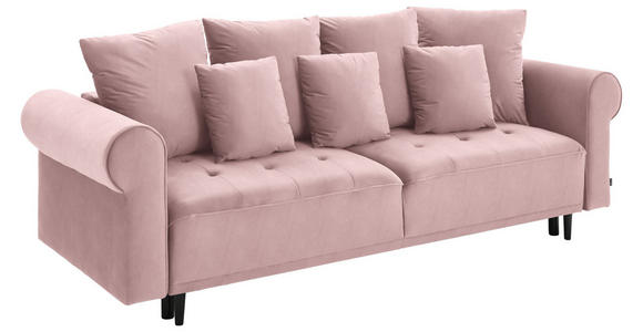 BIGSOFA in Samt Rosa  - Schwarz/Rosa, Design, Holz/Textil (248/96/95cm) - Carryhome