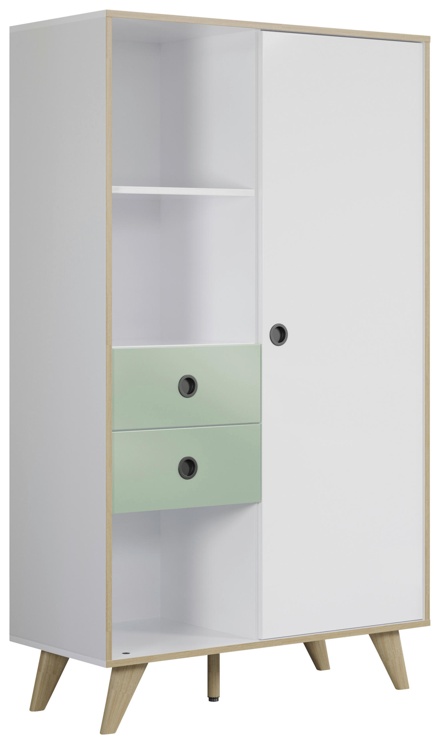 HIGHBOARD  90/153/40 cm 2 Schublade(n)  - Eichefarben/Weiß Hochglanz, MODERN, Holzwerkstoff/Kunststoff (90/153/40cm) - Boxxx