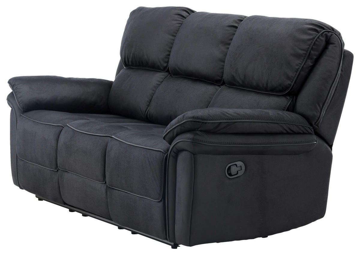 3-SITZER-SOFA in Lederlook (vegan) Schwarz  - Schwarz, Design, Kunststoff/Textil (228/103/99cm) - Livetastic