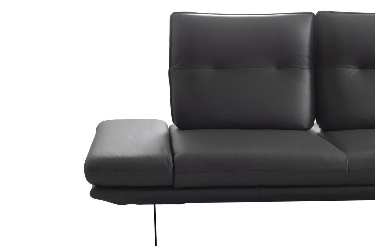 ECKSOFA  in Echtleder Dunkelgrau  291/180 cm  - Dunkelgrau/Schwarz, Design, Leder/Metall (291/180cm) - Celina Home