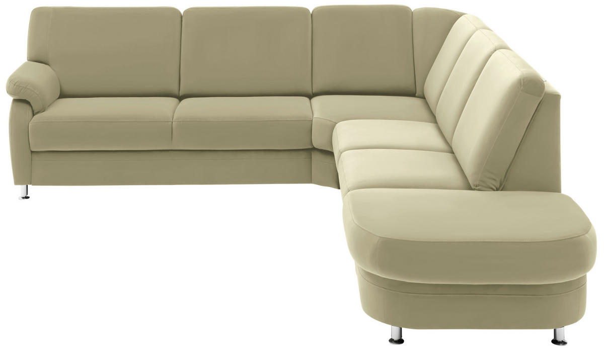 ECKSOFA Flachgewebe Grün  - Alufarben/Grün, Konventionell, Textil/Metall (269/287cm) - Beldomo System