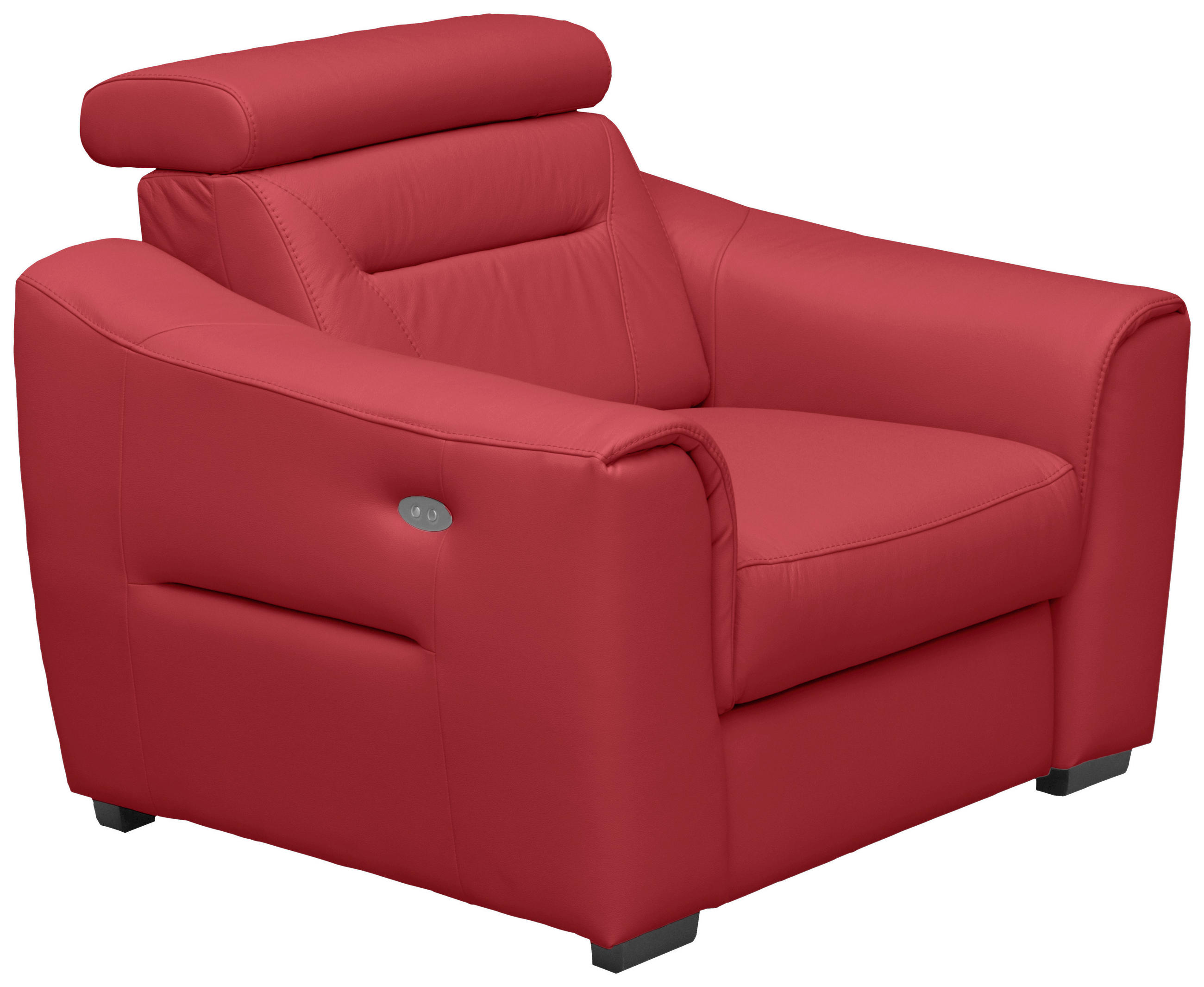 RELAXSESSEL in Textil, Leder Rot  - Wengefarben/Rot, Design, Leder/Holz (100/104/102cm) - Celina Home