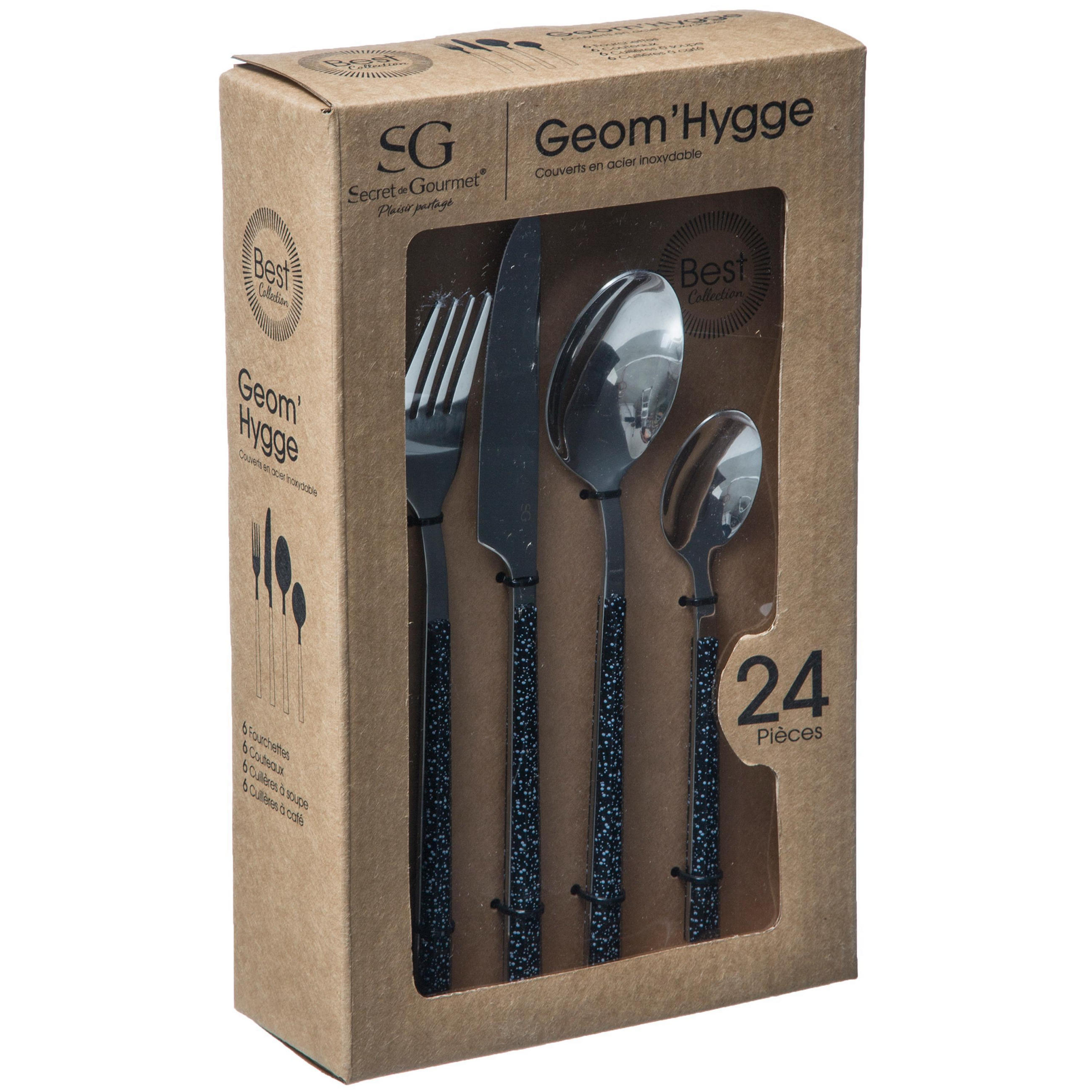 SET PRIBORA ZA JELO 24-dijelni - crna, Basics, metal