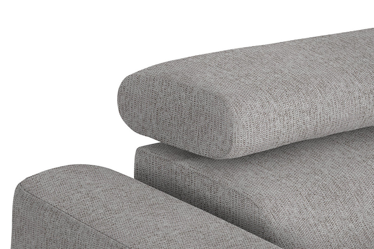 ECKSOFA in Webstoff Taupe  - Taupe/Schwarz, Design, Textil/Metall (280/205cm) - MID.YOU