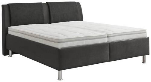 POLSTERBETT Matratze, gepolstertes Kopfteil, Lattenrost Grau, Schwarz 180/200 cm  - Alufarben/Schwarz, KONVENTIONELL, Holz/Holzwerkstoff (180/200cm) - Beldomo - Sleep