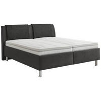 POLSTERBETT Matratze, gepolstertes Kopfteil, Lattenrost Grau, Schwarz 180/200 cm  - Alufarben/Schwarz, KONVENTIONELL, Holz/Holzwerkstoff (180/200cm) - Beldomo - Sleep