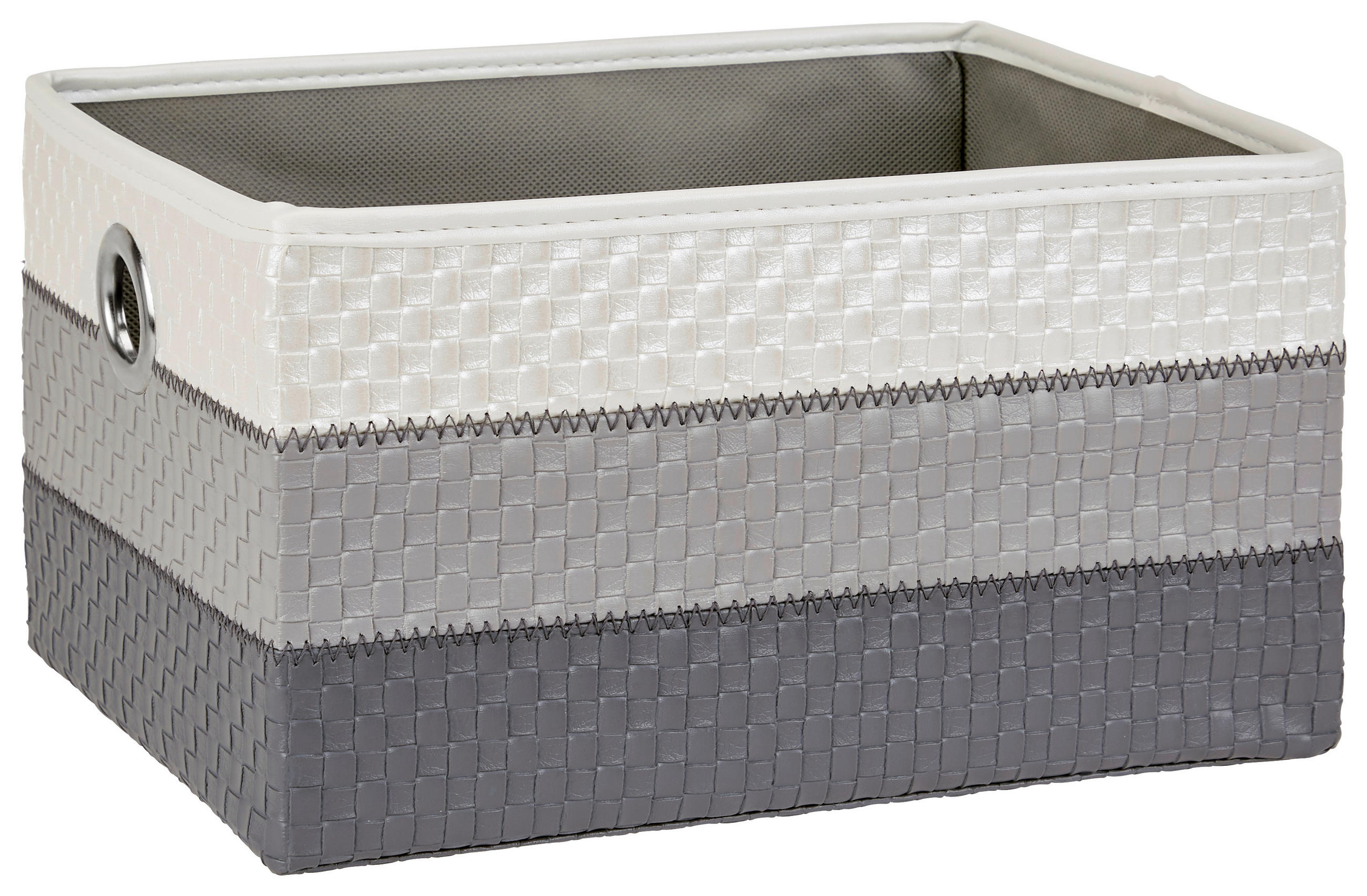 Regalkorb Debby 32x23 Cm Weiß/grau Kunststoff Lederlook