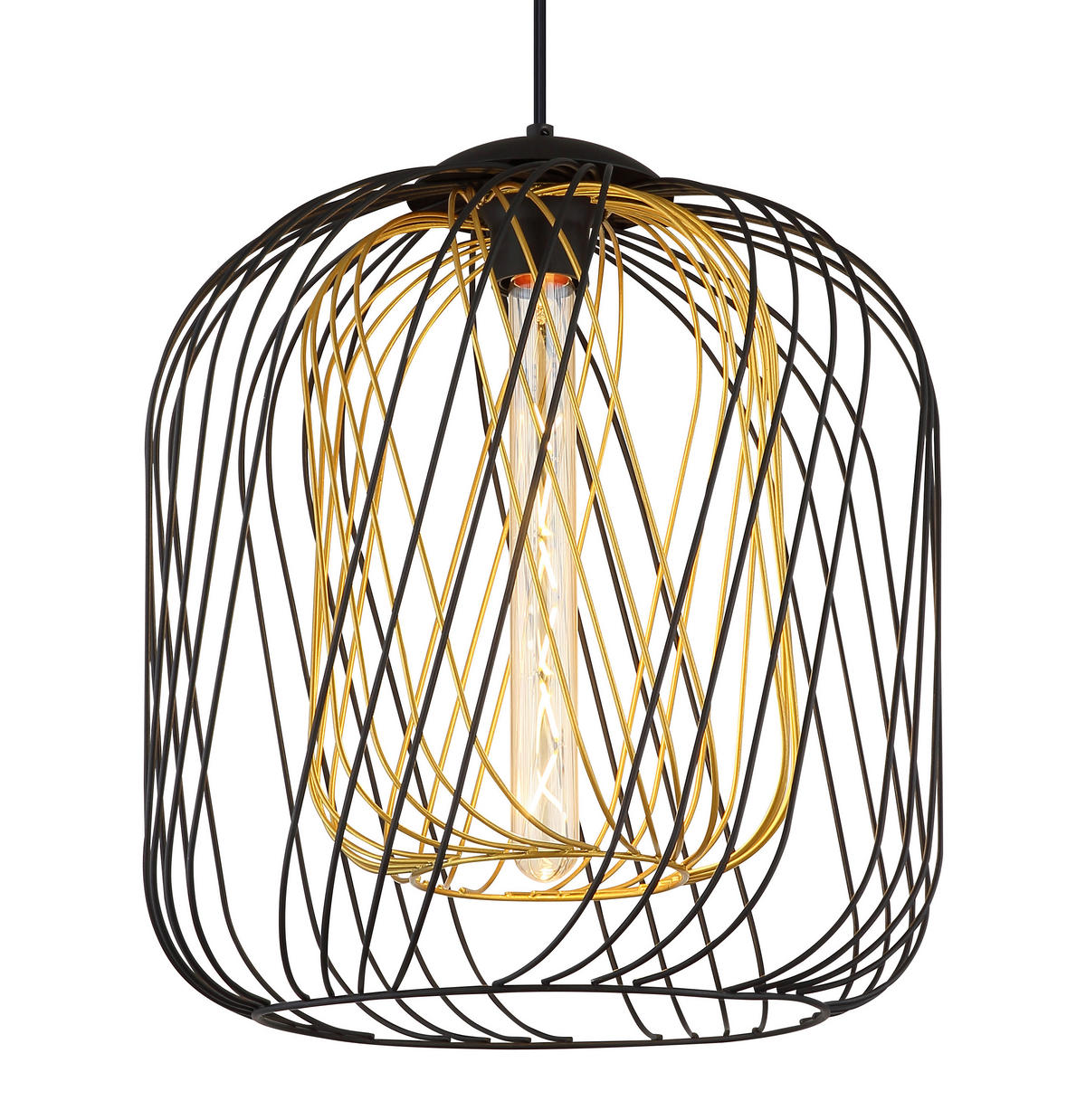 HÄNGLAMPA DICHTI 35/150 cm  - svart/guldfärgad, Basics, metall/plast (35/150cm) - Globo
