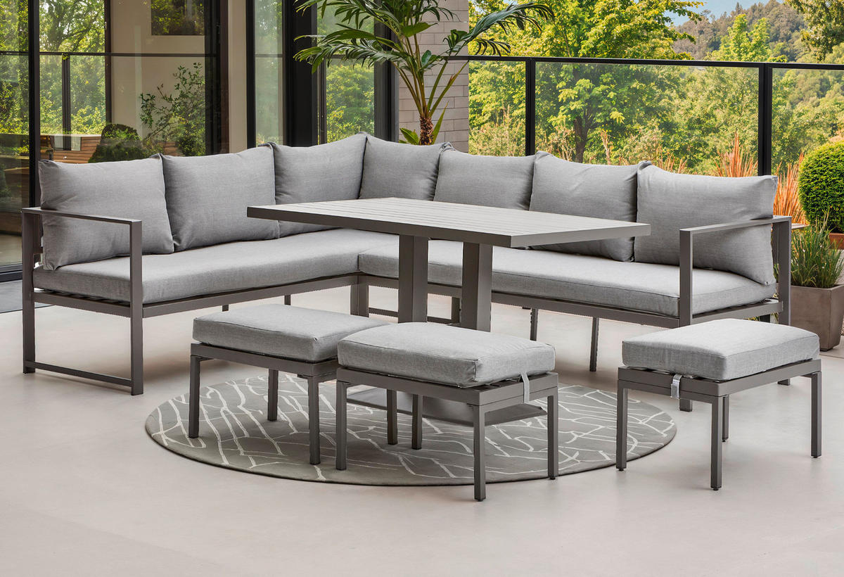 DINING-LOUNGESET  - Anthrazit/Grau, MODERN, Textil/Metall (193/244cm) - Ambia Garden