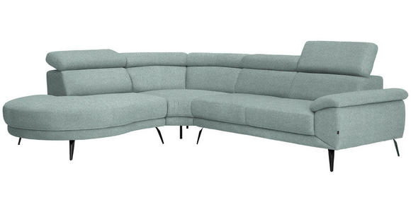 ECKSOFA in Velours Mintgrün  - Schwarz/Mintgrün, Design, Textil/Metall (264/299cm) - Novel