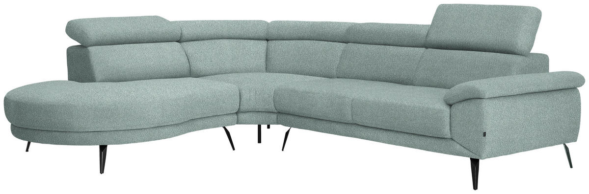 ECKSOFA Mintgrün Velours  - Schwarz/Mintgrün, Design, Textil/Metall (264/299cm) - Novel