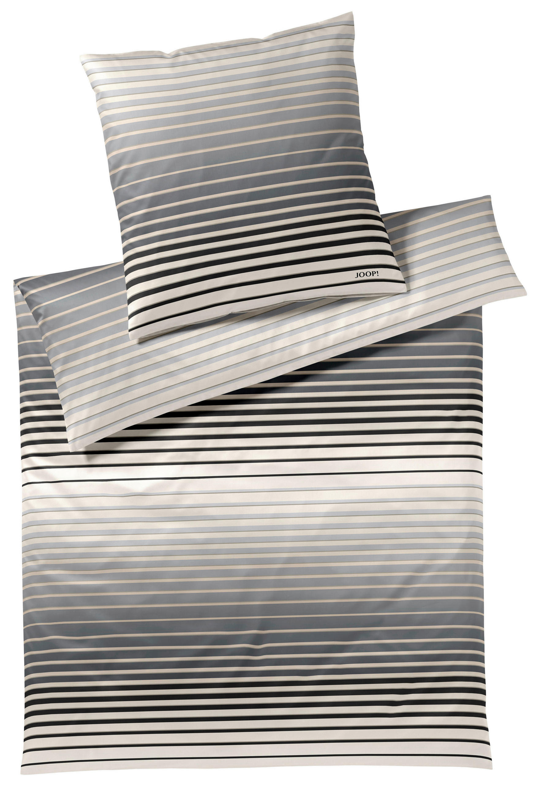 BETTWÄSCHE J! Shutter Makosatin 200/200 cm  - Grau, Design, Naturmaterialien/Textil (200/200cm) - Joop!