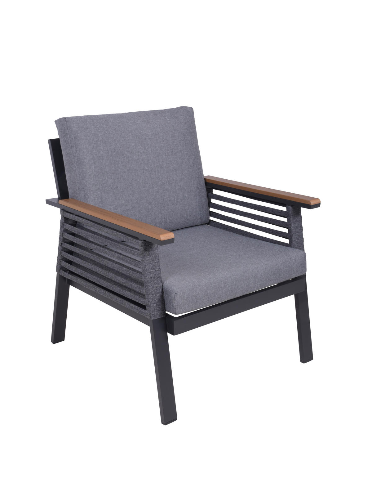 GARTENSET Aluminium  - Anthrazit/Braun, Basics, Kunststoff/Textil - Gardenson