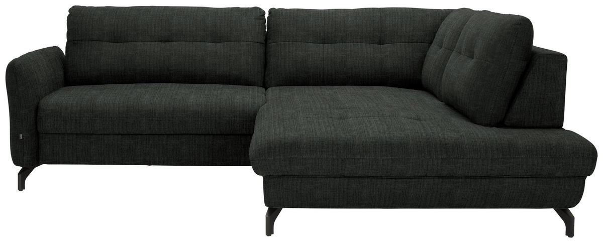ECKSOFA  in Flachgewebe, Leinenoptik Anthrazit  247/208 cm  - Anthrazit/Schwarz, MODERN, Textil/Metall (247/208cm) - Xora